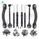 Set of 12 Front Lower Forward Control Arm Ball Joint-Rear Upper Forward Control Arm-Wheel Hub Bearing-Suspension Strut-Shock Absorber For 2007-2009 Dodge Charger Exc. Self Leveling