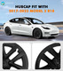 PM Auto Set of 4 Wheel Covers Spider Web II Hubcaps Matte Black Fits 2017 2018 2019 2020 2021 2022 2023 Tesla 3 18 inch; Except Highland