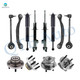 Set of 12 Front Lower Forward Control Arm Ball Joint-Wheel Hub Bearing Assembly-Suspension Strut Assembly-Rear Upper Rearward Control Arm-Wheel Hub Bearing Assembly-Shock Absorber For 2007-2009 Dodge Charger w/ Police Package