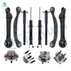 Set of 12 Front Lower Rearward Control Arm-Wheel Hub Bearing Assembly-Suspension Strut Assembly-Rear Upper Rearward Control Arm-Wheel Hub Bearing Assembly-Complete Shock Absorber Kit For 2006-2009 Dodge Charger