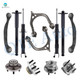 Set of 12 Front Upper Control Arm Ball Joint-Wheel Hub Bearing Assembly-Suspension Strut Assembly-Rear Upper Rearward Control Arm-Wheel Hub Bearing Assembly-Complete Shock Absorber Kit For 2005-2008 Dodge Magnum Adjustable