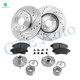 Set of 8 Front 275mm Drilled Slotted Brake Disc Rotors-Ceramic Brake Pad Kit-Wheel Hub Bearing Assembly For 1992 1993 Lexus ES300