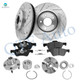 Set of 8 Front 303mm Drilled Slotted Brake Disc Rotors-Ceramic Brake Pad Kit-Wheel Hub Bearing Assembly For 2005-2012 Ford Escape
