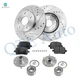 Set of 8 Front 275mm Drilled Slotted Brake Disc Rotors-Ceramic Brake Pad Kit-Wheel Hub Bearing Assembly For 1999-2003 Toyota Solara