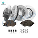 Set of 12 Front 294mm-Rear 302mm Drilled Slotted Brake Disc Rotors-Ceramic Brake Pad Kit For 2007-2010 Jeep Compass