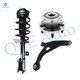 Set of 3 Front Right Lower Control Arm-Wheel Hub Bearing Assembly-Quick Complete Strut-Coil Spring Assembly For 2008-2010 Chrysler Sebring