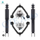 Set of 6 Front Upper Control Arm Ball Joint-Wheel Hub Bearing Assembly-Shock Absorber For 2001-2006 GMC Sierra 1500
