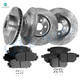 Set of 12 Front 255mm-Rear 259mm Drilled Slotted Brake Disc Rotors-Ceramic Brake Pad Kit For 2012-2015 Toyota Prius Plug-IN