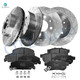 Set of 12 Front 240mm-Rear 239mm Drilled Slotted Brake Disc Rotors-7443-D564 Ceramic Brake Pad Kit Replacement For 1992 1995 Honda Civic Rear 7443-D564