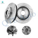 Set of 4 Front 330mm Drilled Slotted Brake Disc Rotors-Wheel Hub Bearing Assembly For 2010-2014 Cadillac Escalade ESV 6 Stud 515174