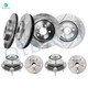 Set of 8 Front 321mm-Rear 315mm Drilled Slotted Brake Disc Rotors-Wheel Hub Bearing Assembly For 2012-2017 Buick Regal