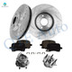 Set of 8 Front 296mm Drilled Slotted Brake Disc Rotors-Ceramic Brake Pad Kit-Wheel Hub Bearing Assembly For 2005-2007 Chevrolet Cobalt with 5 Stud Hub
