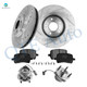 Set of 8 Front 296mm Drilled Slotted Brake Disc Rotors-Ceramic Brake Pad Kit-Wheel Hub Bearing Assembly For 2008 Chevrolet Cobalt