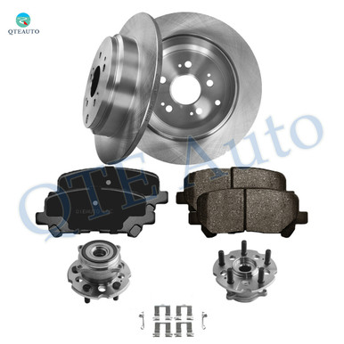 Set of 8 Rear 334mm Brake Disc Rotors-Ceramic Brake Pad Kit-Wheel Hub