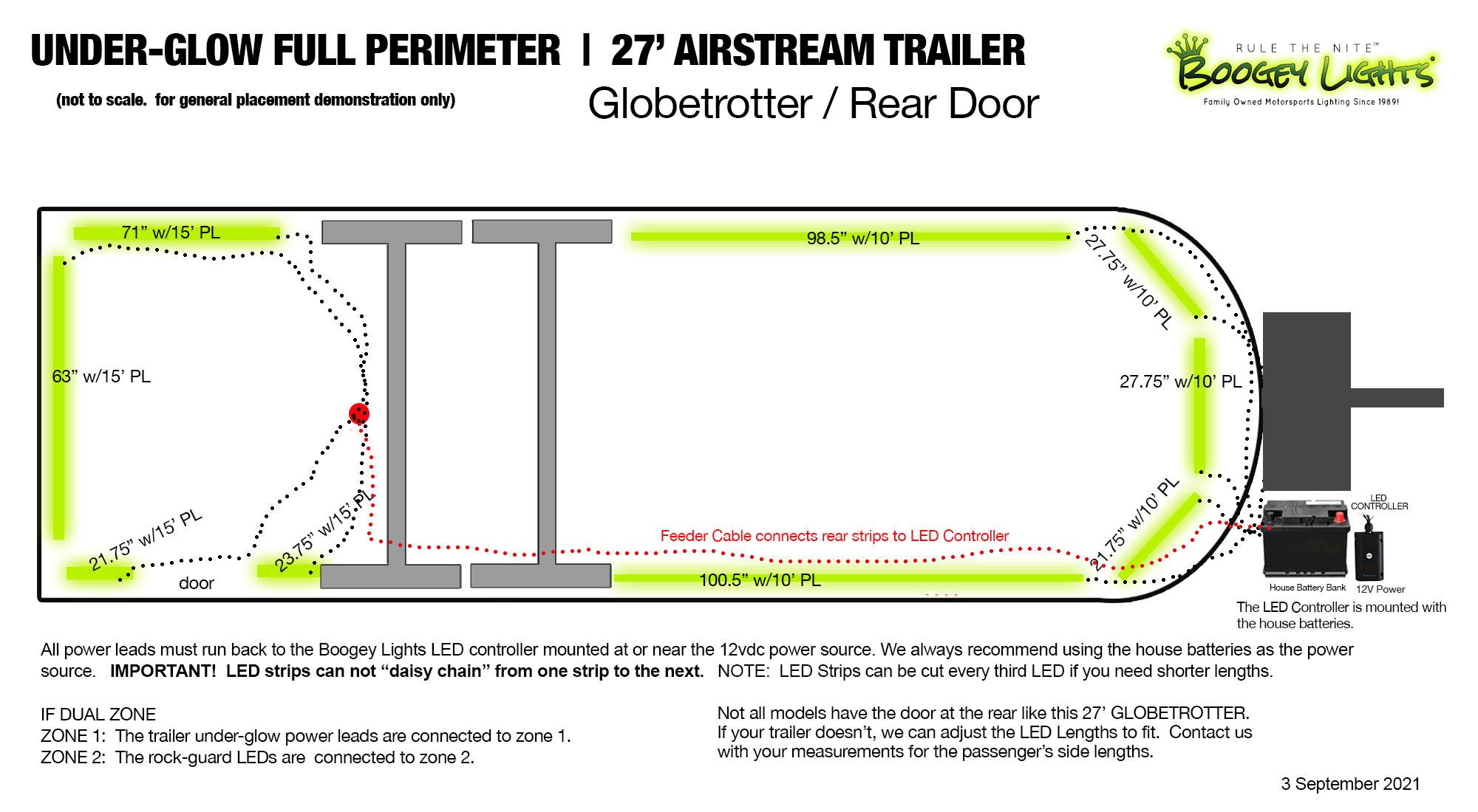 Boogey Lights Airstream Under-Glow LED Light Kit Configuration