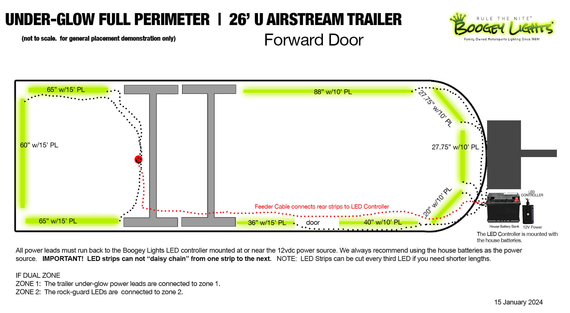 Boogey Lights Airstream Under-Glow LED Light Kit Configuration - 26U