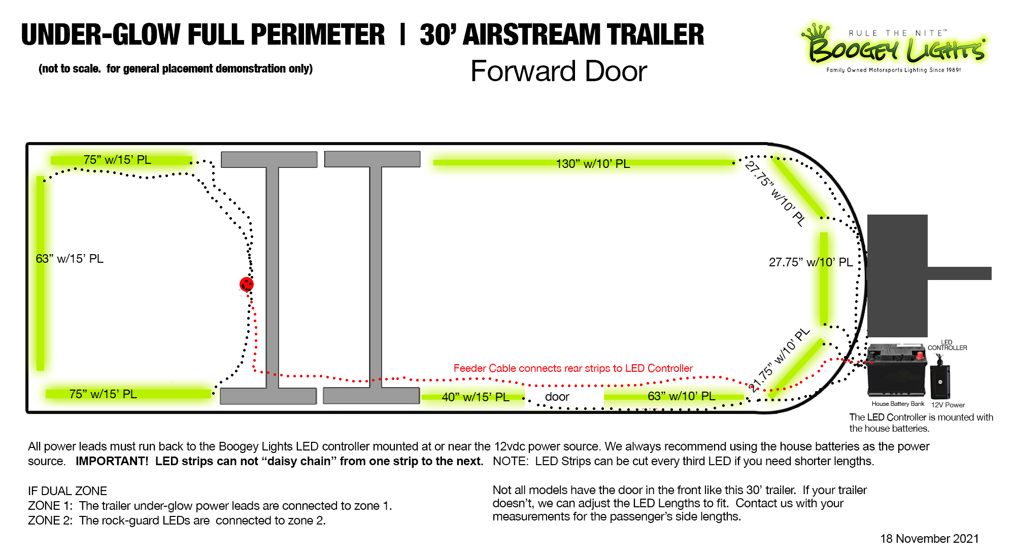 Boogey Lights Airstream Under-Glow LED Light Kit Configuration