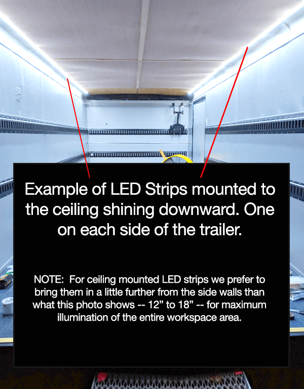 Cargo and Utility Trailer Interior LED Light Kits. For 16' to 36' Trailers.