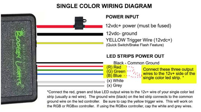 Boogey Lights GEN2 LED Controller Single Color Wiring Diagram