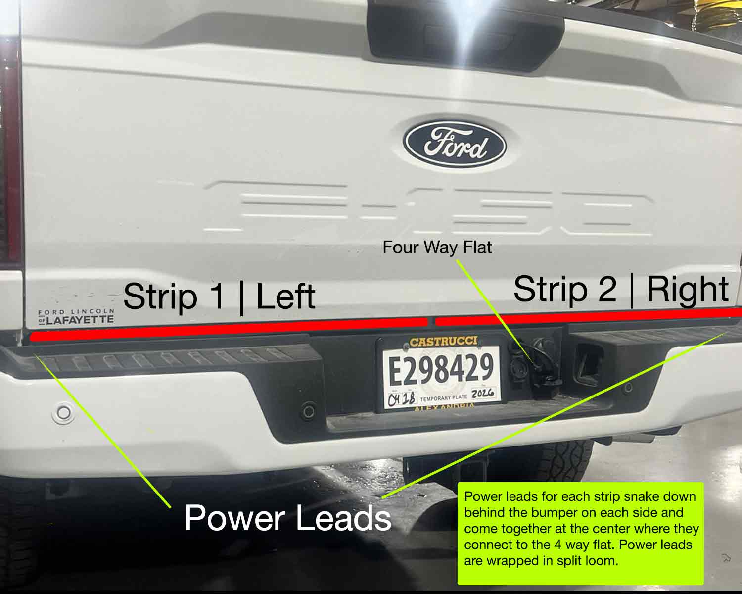 Boogey Lights Pickup Truck Tail-Turn-Brake Mounting Diagram