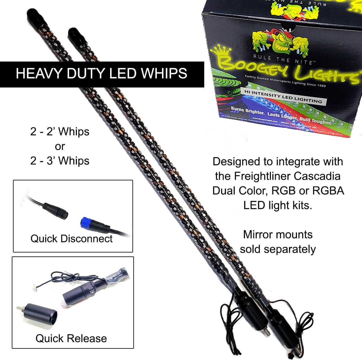 Boogey Lights Heavy Duty LED Whip components