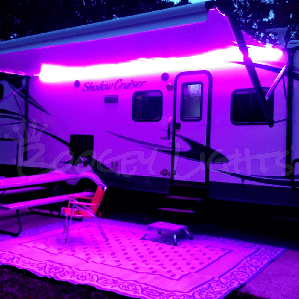 Multi-Color LED Awning Light for RVs, Trailers and Campers. Photo submitted by customer.