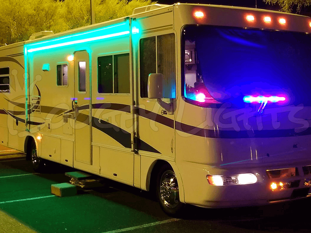 RV LED Camper Awning Boat Trailer Light Set Wireless Remote RGB 17FT