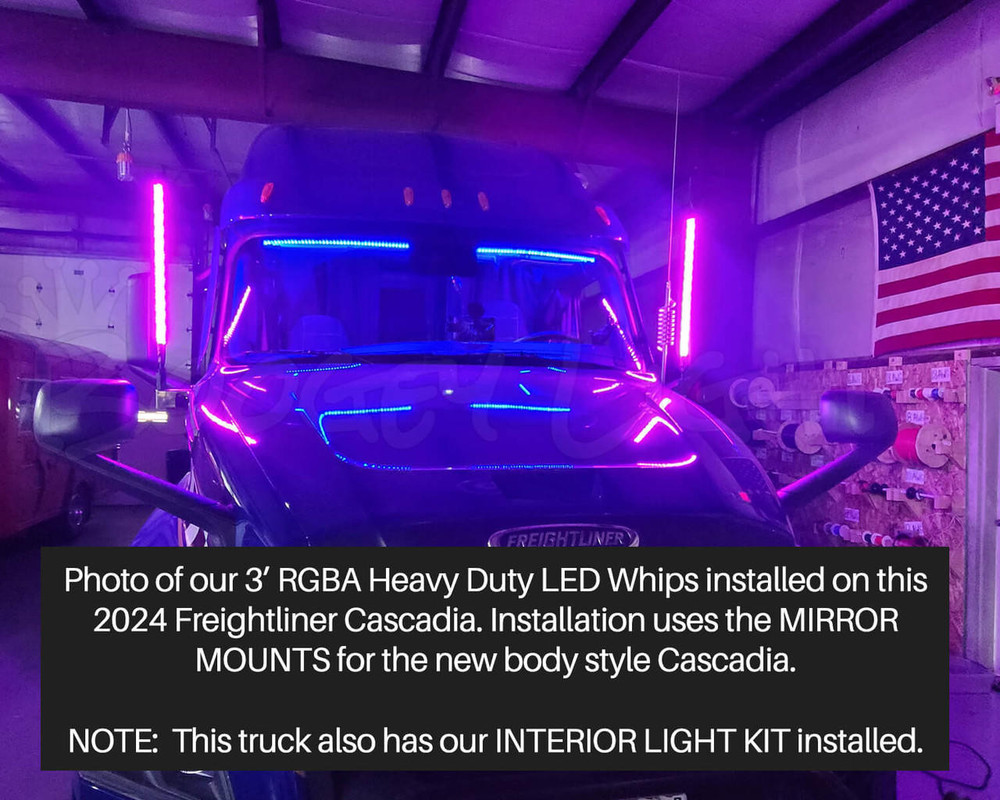 3' RGBA LED Whips Installed.  