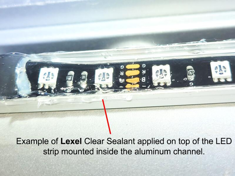 An example of how we coat the LED strip with Lexel Clear Sealant.  This is an important step if you are using the aluminum channels.  See install docs. 