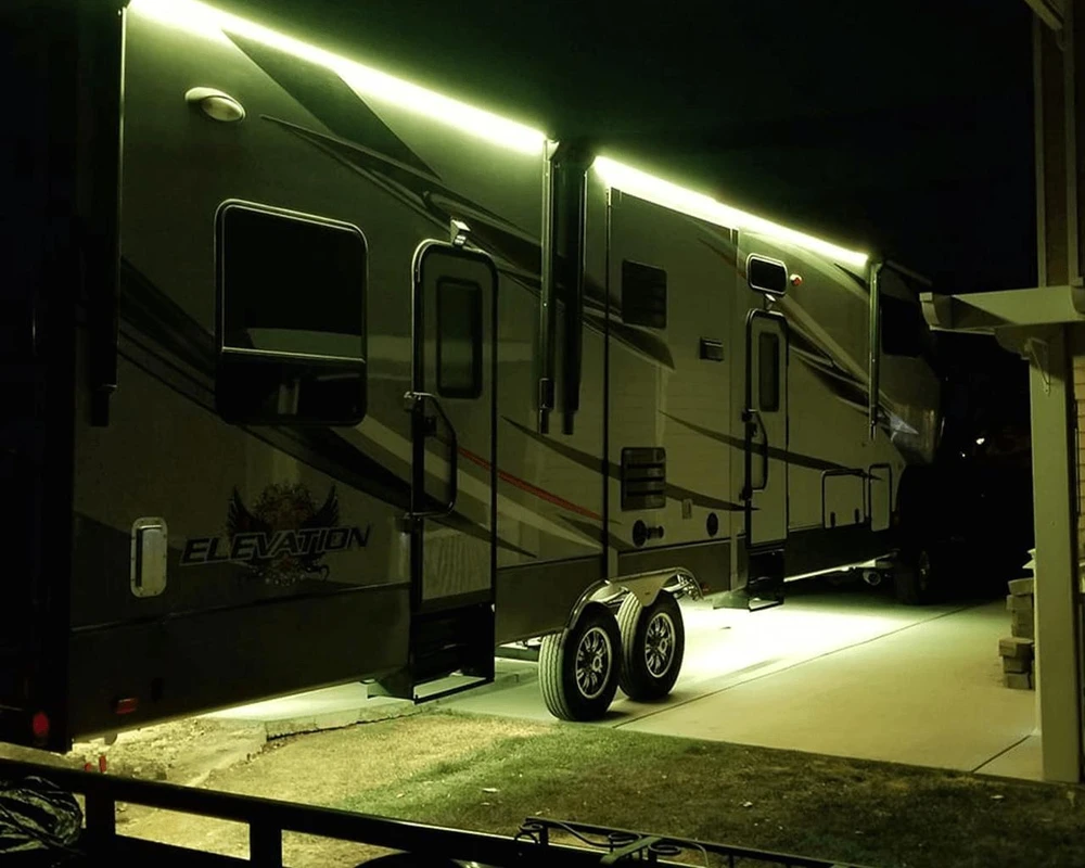 Multi-Color LED Awning Light for RVs, Trailers and Campers. Photo submitted by customer.