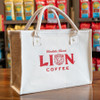 Lion Canvas and Jute Tote Bag