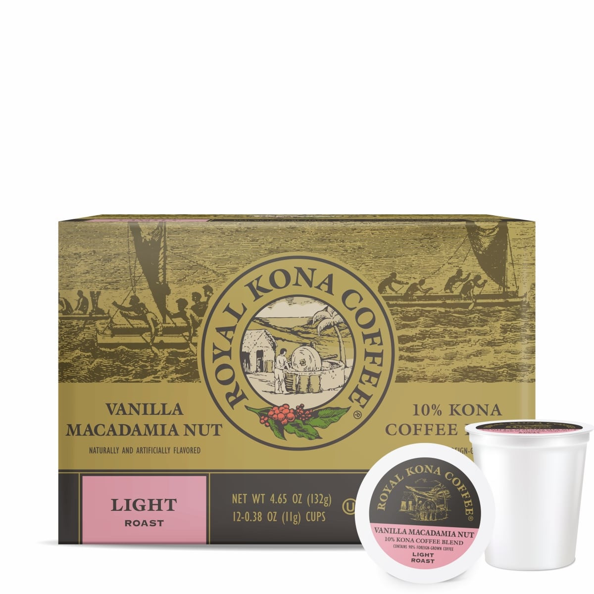 Vanilla Macadamia 10% Kona Blend Single Serve Coffee Pods