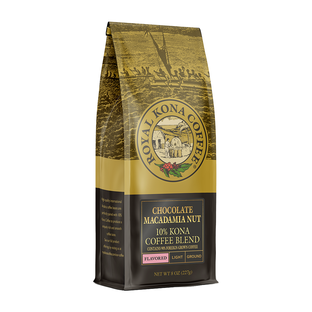 Chocolate Macadamia 10% Kona 8oz Bags - Case Rate - Hawaii Coffee