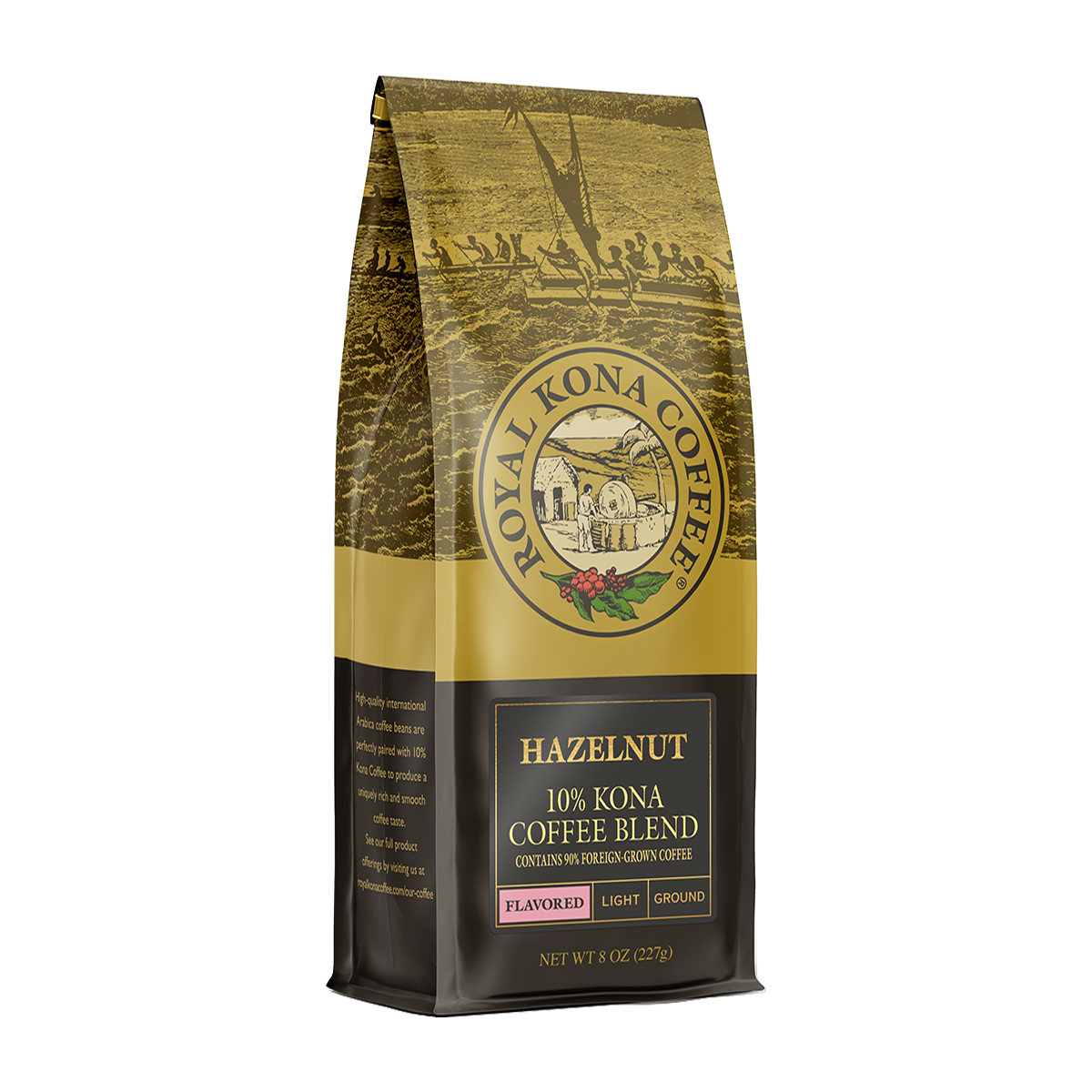 Hazelnut 10% Kona 8oz Coffee Bags - Case Rate - Hawaii Coffee Company