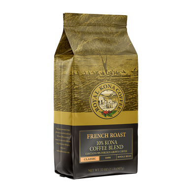 one bag of Royal Kona 10 percent Kona Coffee French Roast 2 pound Bulk Coffee