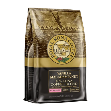 Vanilla Macadamia 10% Kona Blend Coffee, 40oz Bag