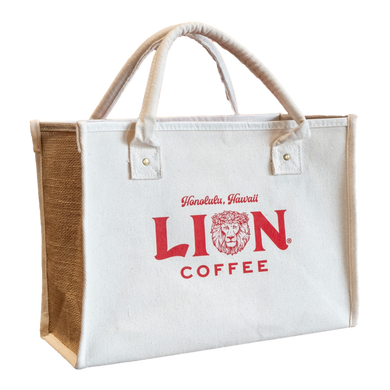 Lion Canvas and Jute Tote Bag