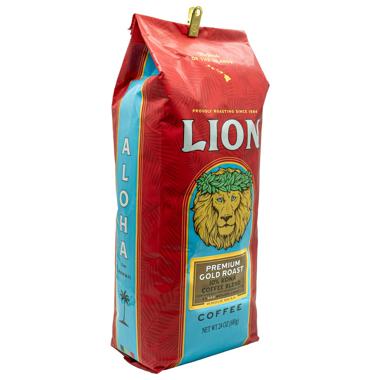 Lion Premium Gold 10% Kona Blend 24oz Coffee Bags - Case Rate