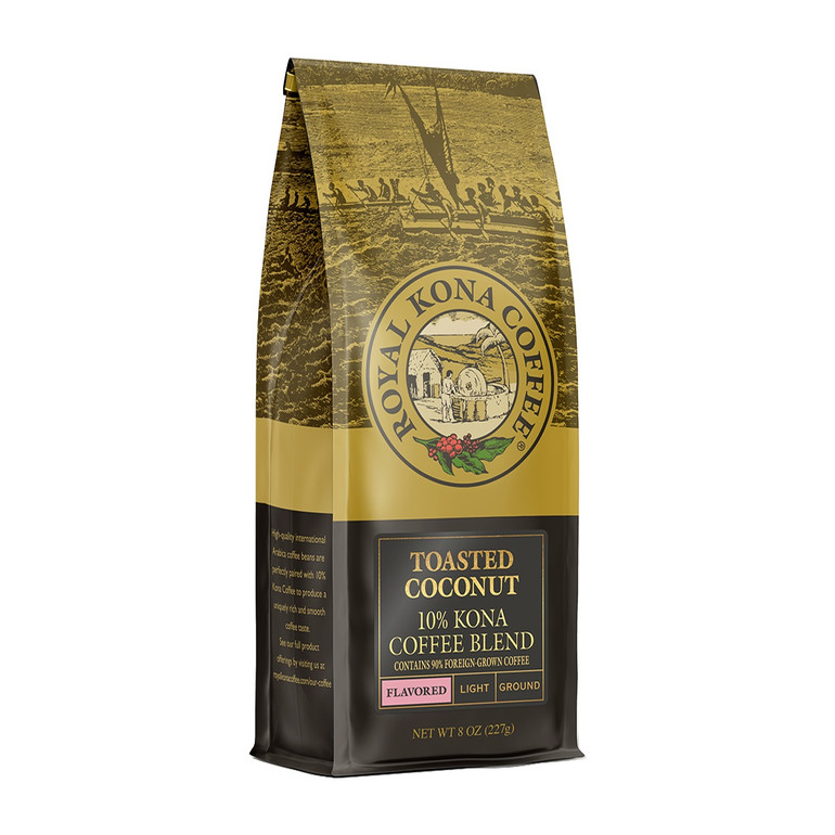 Toasted Coconut 10% Kona 8oz Coffee Bags - Case Rate - Hawaii