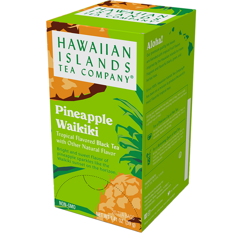 Box containing twenty bags of Pineapple Waikiki Black Tea