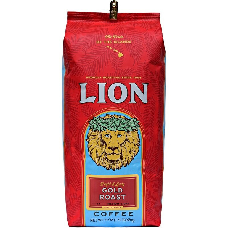 One 24 ounce bag of Lion Gold Light Roast Coffee