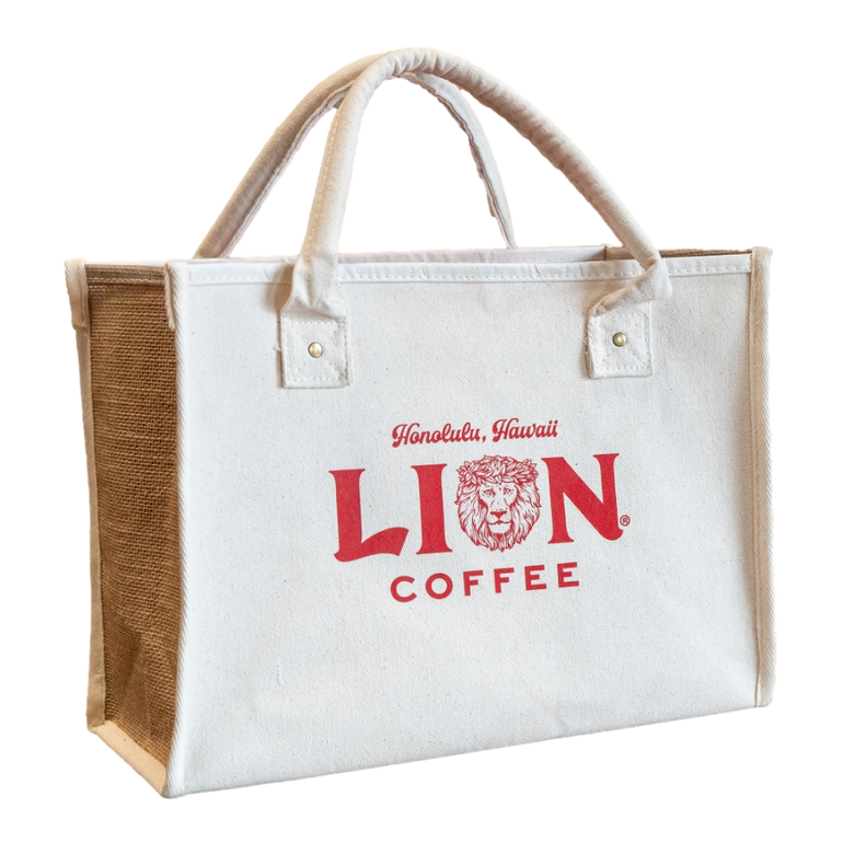 Lion Canvas and Jute Tote Bag