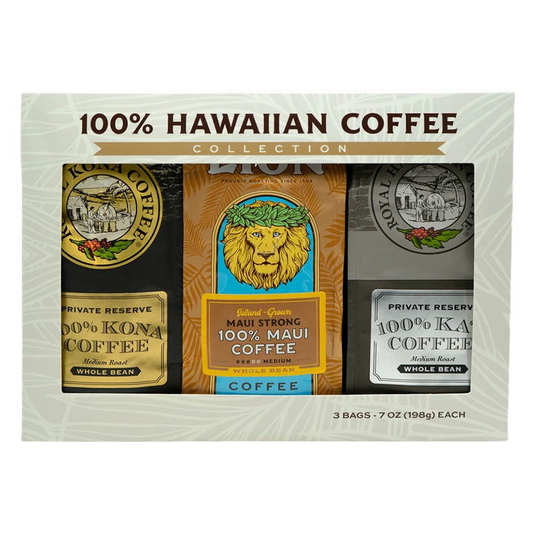 Hawaiian Coffee Sampler, Whole Bean Box