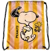 Peanuts Yellow Pink Striped Drawstring Bag front view
