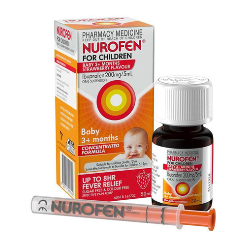 Nurofen For Children Baby 3+ Months Pain and Fever Relief Strawberry 50ml