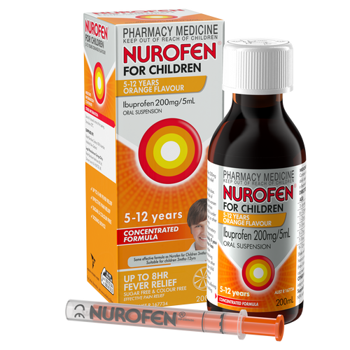 Nurofen For Children 5-12yrs Pain and Fever Relief Orange 200ml