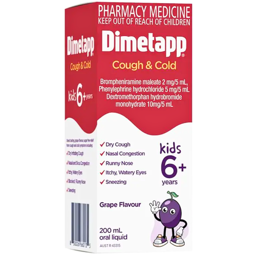 Dimetapp Kids Cough & Cold 6 Years+ 200ml product image side view