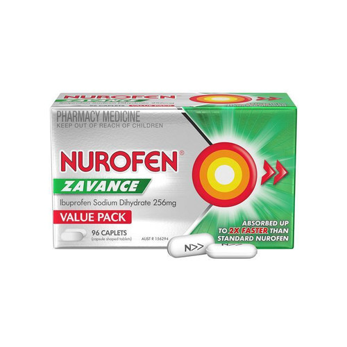 Nurofen Zavance Fast Pain Relief 96 Caplets 256mg (S2)