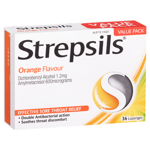 Strepsils Sore Throat Relief Orange 36 Pack