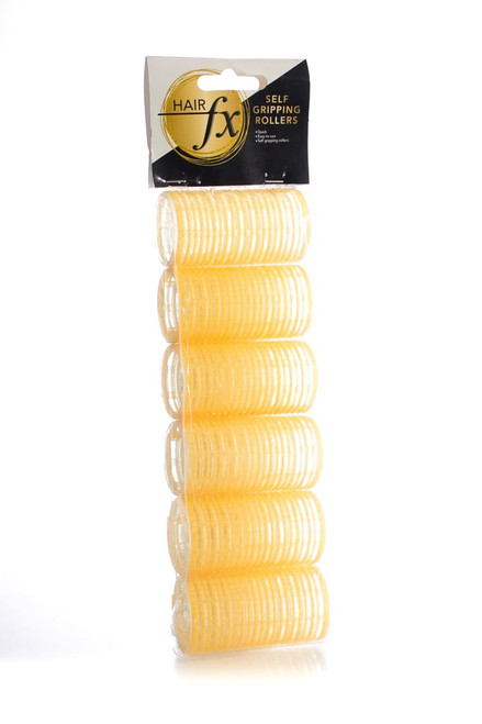 Hair FX Self Gripping 33mm Yellow Velcro Rollers 6pk